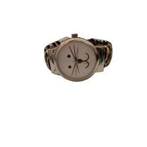 Tom Cat Dial Watch Feline Kitty Lover Cheetah Animal Print Cuff Needs Battery